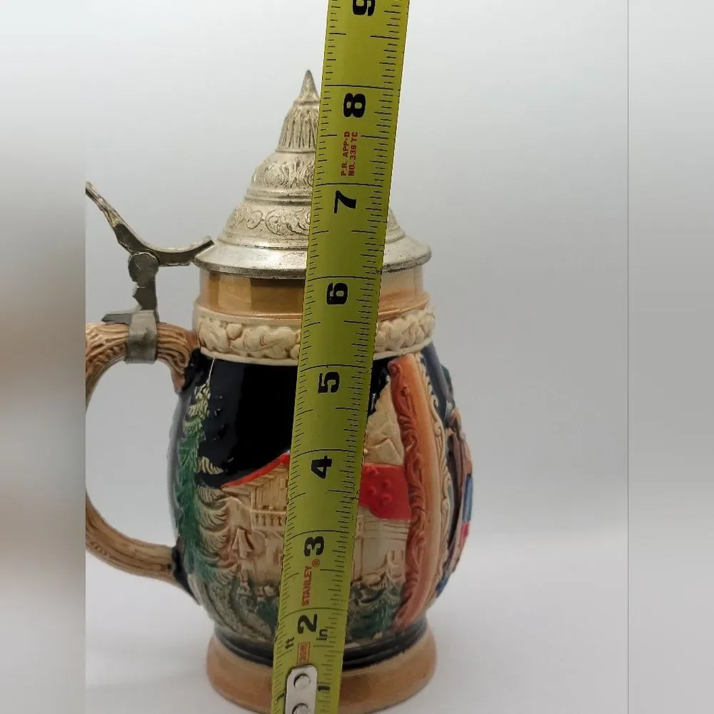 Vintage  West Germany Feierabend Pewter Lidded German Beer Stein